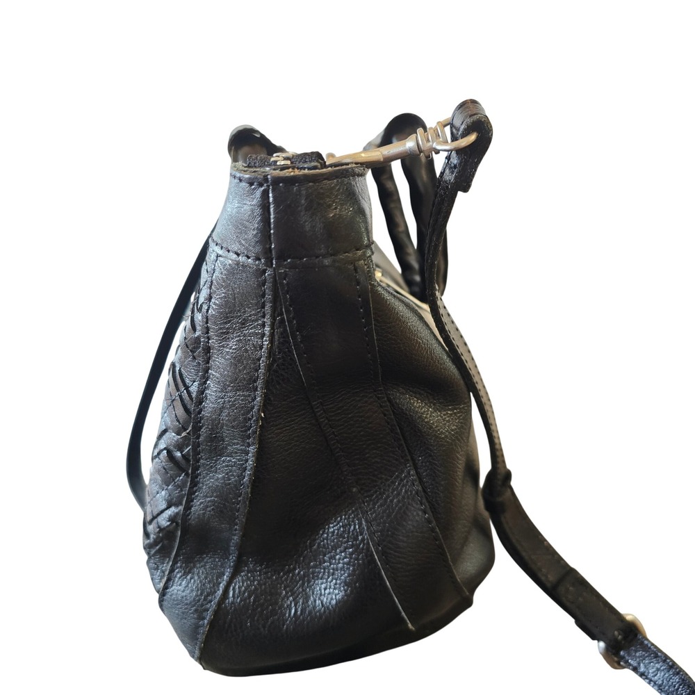 Patricia Nash Black Woven Leather Tote Crossbody Bag Large Satchel Handbag - Picture 2 of 10